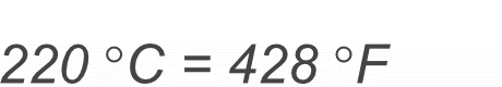 220 Celsius to Fahrenheit conversion result image.