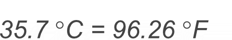 35.7 Celsius to Fahrenheit conversion result image.