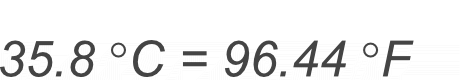 35.8 Celsius to Fahrenheit conversion result image.