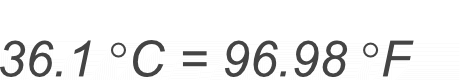 36.1 Celsius to Fahrenheit conversion result image.