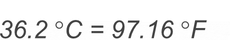 36.2 Celsius to Fahrenheit conversion result image.