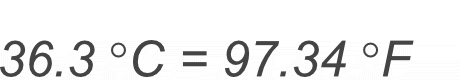 36.3 Celsius to Fahrenheit conversion result image.