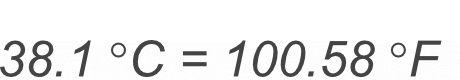 38.1 Celsius to Fahrenheit conversion result image.