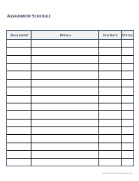 Printable Assignment Schedule, Long List, Portrait Orientation - Picture