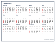 Printable Yearly Calendar with Space for Notes, Landscape Orientation - Picture