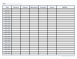 Printable Weekly Planner with 30-Min Time Slots and Lined Notes Block, Monday to Friday - Picture