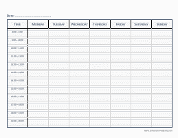 Weekly Planner with Hourly Time Slots in Separated Blocks - Picture