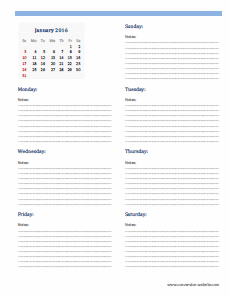 Printable Weekly Planner with Monthly Calendar at the Top of the Page - Picture