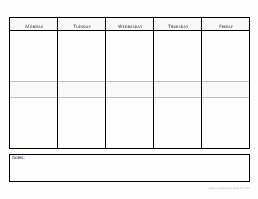 Printable Weekly Schedule with a Notes Box, Monday to Friday - Picture