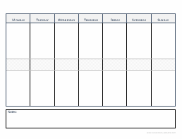 Printable Weekly Schedule with a Notes Box, Mo-Su - Picture