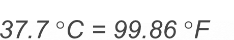 37.7 Celsius to Fahrenheit conversion result image.